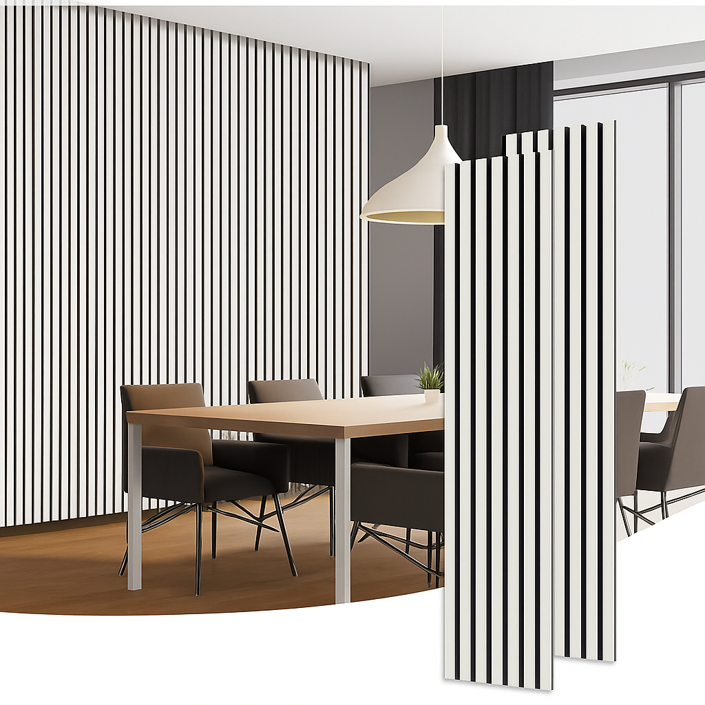 White - Acoustic Wood 114"x24" 9.5ftx2ft
