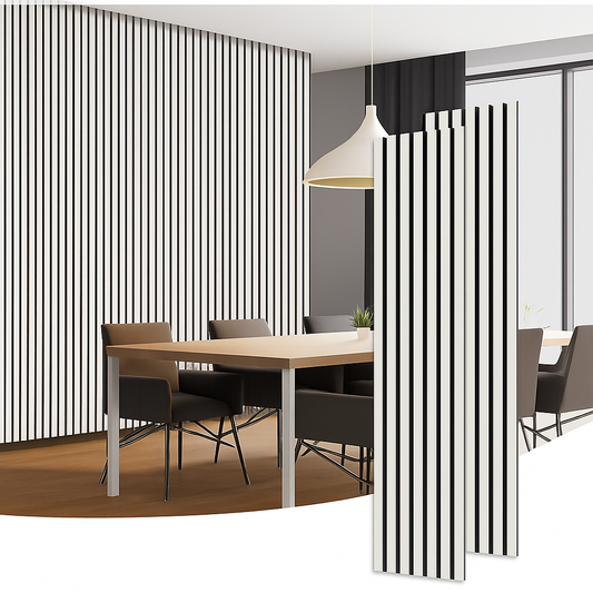 White - Acoustic Wood 114"x24" 9.5ftx2ft
